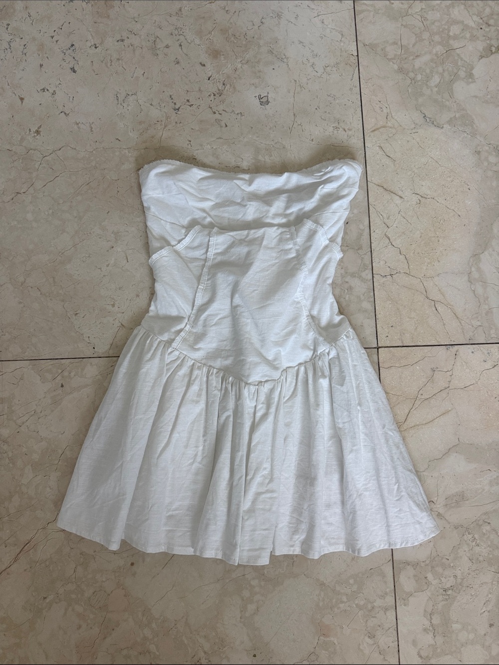 Peppermayo White Strapless Flared Mini Dress